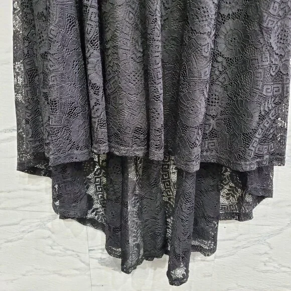MllesReve Cocktail Party Dress Women Size XL Black Vintage Floral Lace Hi Low - Picture 3 of 11